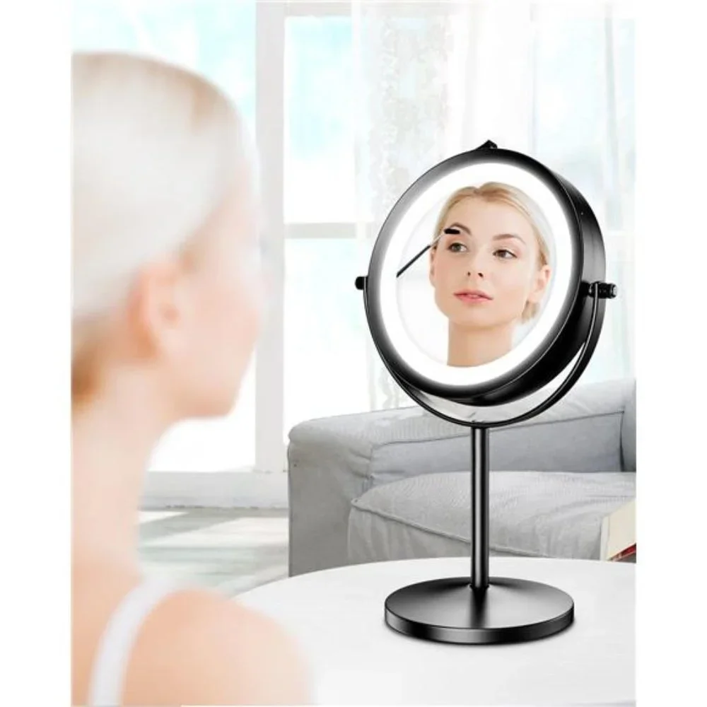 Lighted Makeup Mirror,1x/10xMagnifying Double Sided LED Vanity Mirror with Light